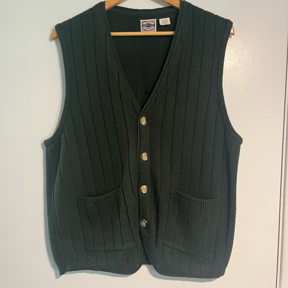 Classic Dark Green Knitted Vest for Men